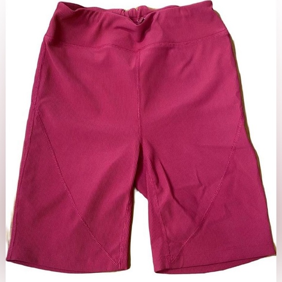 FP Movement by Free People Pants - Free People Movement Burgundy/Pink Ribbed Biker Shorts - S/M
